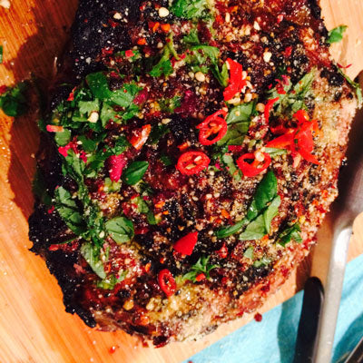 Dirty 'BLACK' Tomahawk Steak with Porcini and black salt mayo
