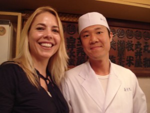 Mel with Sushi Chef